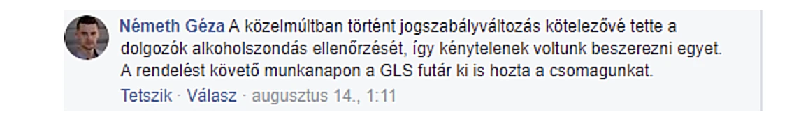 Németh Géza Facebook-hozzászólása: jogszabályváltozás miatt kellett alkoholszondát beszerezniük